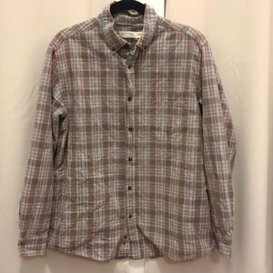 Men's Faded Glory Large Button Down Flannel Plaid Long Sleeve Collared Shirt